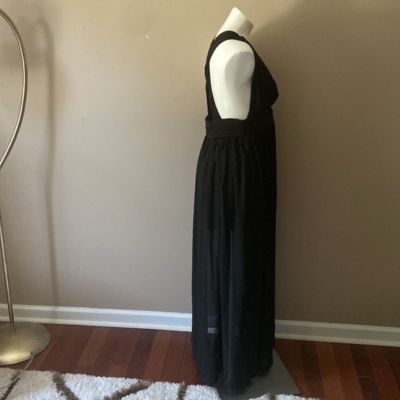 Active USA Women’s Black Sheer Sleeveless Maxi Dress Size Large Summer Resort - Picture 3 of 7